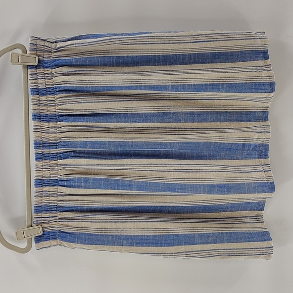 Torrid Skirt 1X Blue And Beige Stripe Linen Blend Elastic Stretch Waist Lined - Picture 2 of 6